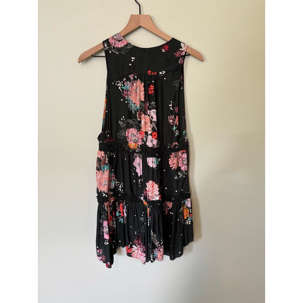 Free People Floral Tiered Tunic Tank Top Small Sleeveless V Neck - Picture 6 of 9
